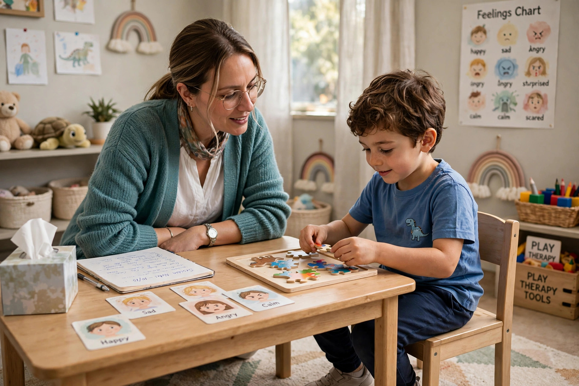 A Kind Steps therapist doing a play-based learning activity with a young child